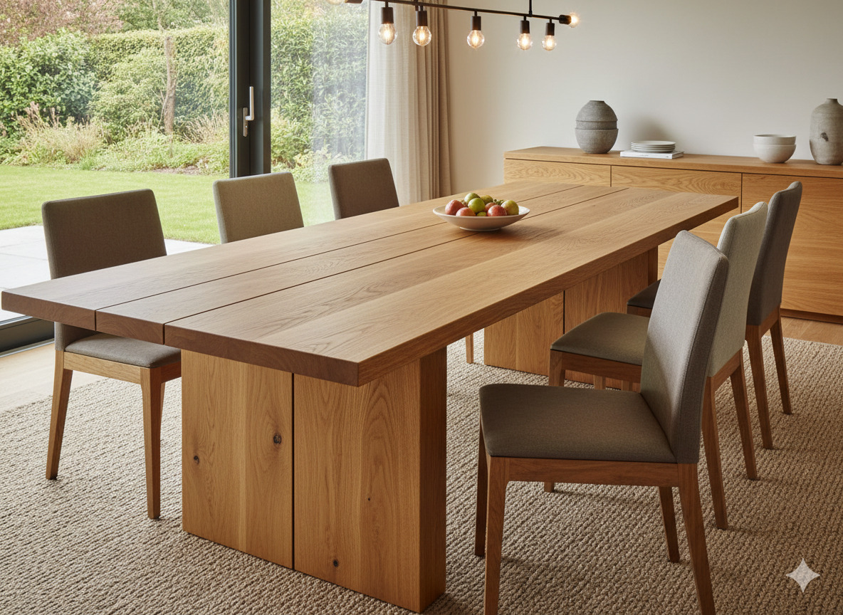 Custom dining table in solid oak